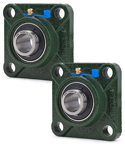 XiKe 2 Stück UCF204 Bohrung 20mm Stehlager mit quadratischem Flansch, Integrierte Gusseisenschale und selbstausrichtende Chromstahl-Lager.