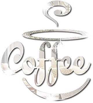 Wandsticker Wohnzimmer Acryl-Spiegelaufkleber Kaffeetasse Restaurant Dekoration Aufkleber Kaffeetasse Spiegel Wandaufkleber Dekoration Jugendzimmer Deko Wandtatoo (B, One Size)