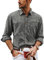 PJ PAUL JONES Mens Shirts Slim Fit Long Sleeve Linen Shirt Summer Shirts with Pocket Black XL
