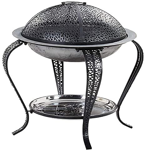 ABBNIA Pozo de Fuego con Estante para Parrilla de Barbacoa, brasero de Metal para Calentador de Barbacoa, brasero de Metal para jardín, Patio, Cubierta de Pantalla con