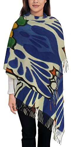 Mexikanische Talavera Keramikfliesen Muster Ethnischen Folk Frühling Herbst Schal Klassisches Schal Für Frauen Weiche Schals & Tücher Für Damen