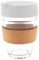 Reusable Glass Coffee Cup/Travel Mug with Lid - Heat Resistant Sleeve Surround Eco Friendly with Plugged Removable Lid (White Cork)