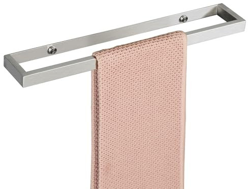SAYAYO 40CM Porte Serviette sans Perçage Salle de Bain, Support Serviette Mural en Acier Inoxydable pour Cuisine Lavabo Toilette, Montage à Vis/Adhésif, Brossé, EGJF040-LS