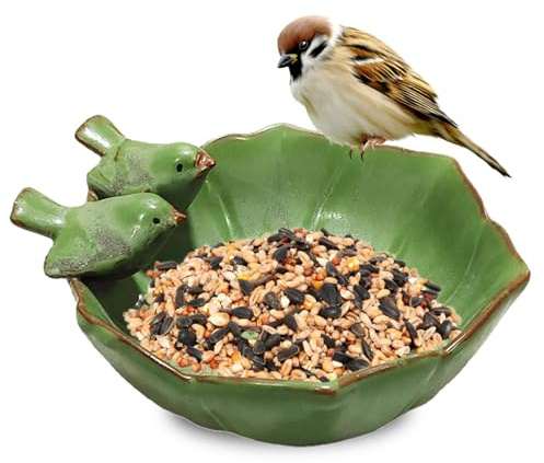 Baño De Aves Al Aire Libre De Cerámica: Tazón De Cerámica De Baño De Aves, Baños De Pájaros De Cerámicas, Alimentador De Aveses para Loros Petirrojos, Plato De Riego De Vida Silvestre