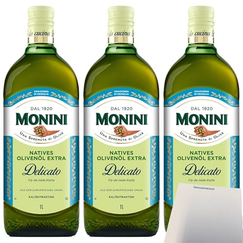 usy Block mit Monini Delicato Natives Olivenöl Extra 3er Pack (3x1l Flasche) + usy Block