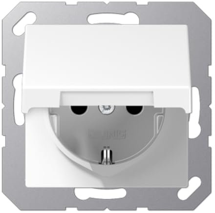JUNG A1520KLWW SCHUKO® Steckdose mit Klappdeckel Alpinweiß Serie A