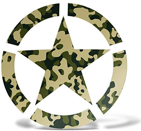 erreinge Aufkleber Stern-Aufkleber Armee-Militär tarnt Gedruckt auf PVC Für Abziehbild Tapete Auto Moto Helmet Camper Laptop - 35 cm