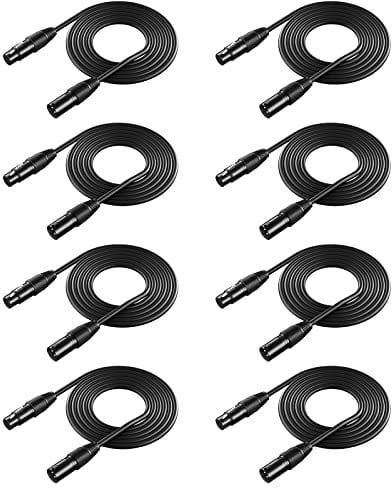 Neewer 8 Pack 6.5 feet/2 meters Stage Light Cable Wires with 3 Pin Signal XLR Male to Female Connection for Moving Head Light Par Light Spotlight with XLR Input and Output
