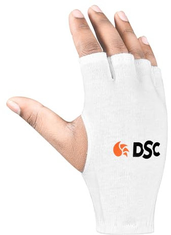 DSC 1501497 Attitude Cricket Batting Inner Gloves for Boys | Cotton Material | Cut Finger for Better Grip | Faster Sweat Absorbtion | Kit for Men and Boys | White