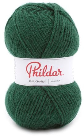 Phildar - Pelote de Laine Phil Charly - Laine à Crocheter et à Tricoter - 100% ACRYLIQUE - Aiguille n°4 - Couleur VERT