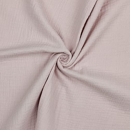 VmG-Store Double Gauze Musselin Stoff Tex zertifiziert Uni Meterware über 40 Farben 100% Baumwolle (015 I Soft Rose, 50 x 135cm)