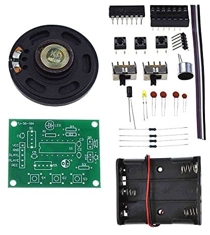 20 Seconds DC 3-5V Voice Sound Recording Recorder Module Kit ISD1820P DIY Kits Precise Talking Music Audio Recordable (DIY+battery holder)