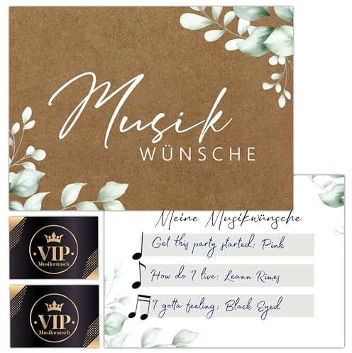 Eummel 50 Zauberhafte Musikwunschkarten Hochzeit | Musikwunsch Dj Karten | Musikwunschkarten Geburtstag |Musikwünsche | Musikkarten Partykarten