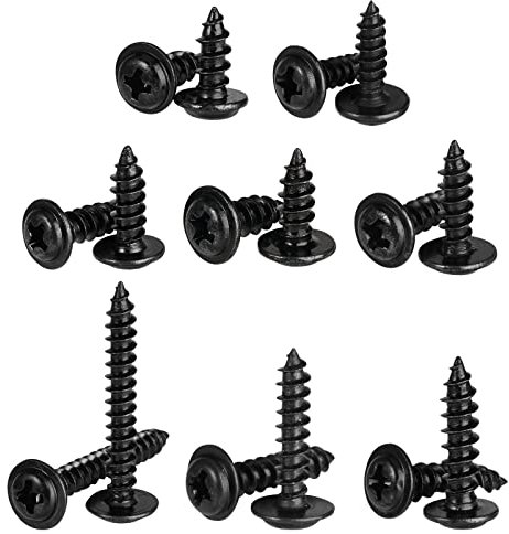 350 Stück Selbstschneidende Blechschrauben,Holzschrauben Kohlenstoffstahl, Schwarze Schrauben Flachkopf Kreuzkopf,Trockenbau Möbel Maschine Schrauben Set Schwarz
