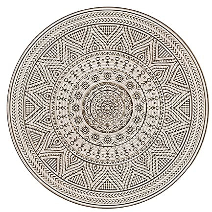 Trayosin Runder Teppich, Waschbar Teppiche Vintage Böhmischen Rund Teppich Rutschfestes Baumwolle Teppiche für Wohnzimmer Schlafzimmer (Y14,60cm Durchmesser)