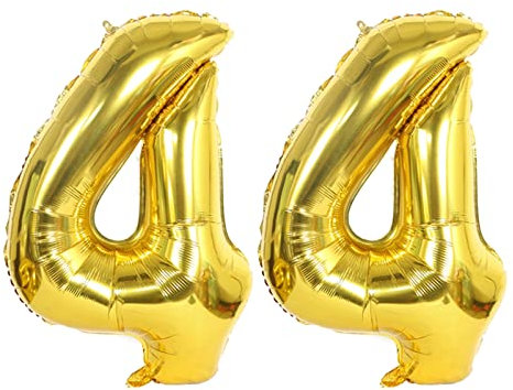 D2D | Party Balloon Zahl 44 XXL in Gold - Größe: 100 cm - Folienballons - Zahlenballons - Geburtstagdeko - Helium Ballons