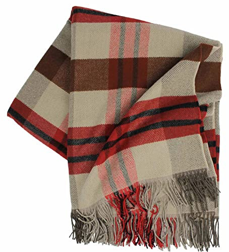 Rotfuchs Decke Wolldecke Kuscheldecke Plaid Wohndecke Karo beige 100% Wolle (Merino)