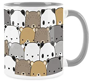 Bear Faces Gift Mug - White and Grey Coffee/Tea Present Mug Gift