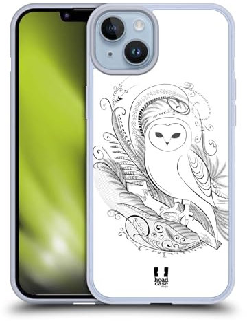 Head Case Designs Búho Florecimiento de La Caligrafía Caso de Gel Suave Compatible con Apple iPhone 14 Plus