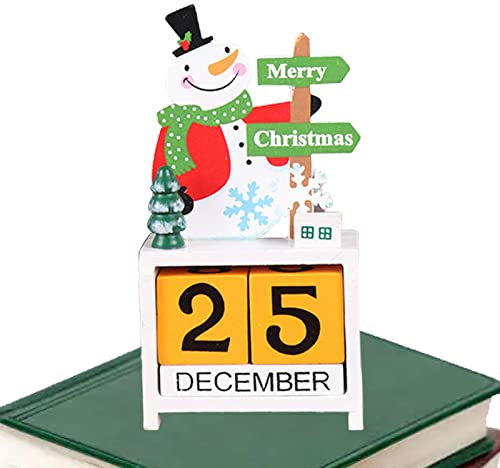 Holz-Weihnachts-Adventskalender – Adventskalender aus Holzblock, Schreibtischkalender, tragbarer Weihnachts-Holzblock-Kalender für Zuhause, Urlaub Phasz