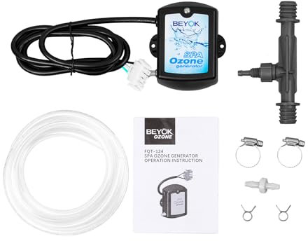 EcoPooluxe Spa Ozongenerator Wasser, Ozongenerator für Kalttauchen, Whirlpool Ozongenerator, 50mg/h, FQT-124