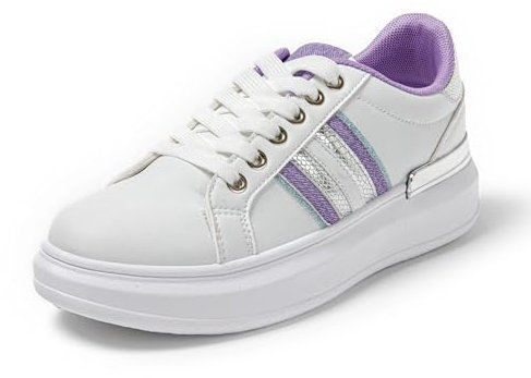 JOMIX Sneakers Donna Casual Scarpe Eleganti Sportive Comode da Ginnastica Scarpe Traspirante Leggere da Camminata Fitness Palestra SD9811 Bianco Viola 38