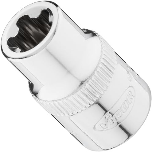 Vigor Steckschlüsseleinsatz, V7920-EPR11, 3/8″, EPR Profil, SW E11+ | 3/8 Zoll (10 mm) Vierkant hohl, Antrieb 3/8 Zoll (10 mm) Vierkant hohl, Ø Abtrieb 14 mm, Ø Antrieb 17 mm, Länge l2 28 mm