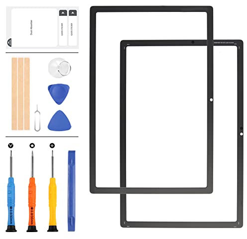 Remplacement d'écran pour Samsung Galaxy Tab A8 10.5 (2021) SM-X200 SM-X205, Panneau de Verre Avant extérieur avec kit de réparation et Outils (Pas d'écran LCD, Pas de numériseur Tactile) (Noir)