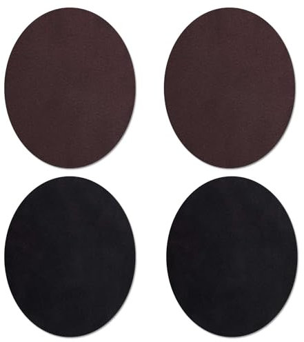 4pcs Elbow Patches for Sweaters, Oval Polyester Sew-On Elbow Knee Patches Iron On Elbow Patches Clothing Repair Patches for Jumpers Down Jacket Shirt Pants (Black, Dark Brown)