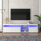 Mueble de TV Moderno con 3 Puertas y Compartimento de Almacenamiento Abierto TV de Panel Brillante 180 cm Largo Muebles de TV Iluminación LED Variable Lowboard para Sala Estar Comedor Blanco