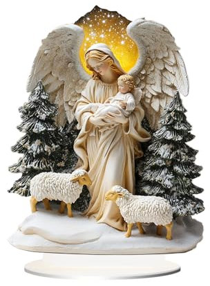 Generic Krippen-Tischdekoration – Set aus Holzfiguren mit Stern und Tieren, traditionelles Thema | Ideal für die Schaffung Einer festlichen Atmosphäre, Elegante Weihnachtsdekoration für Sie