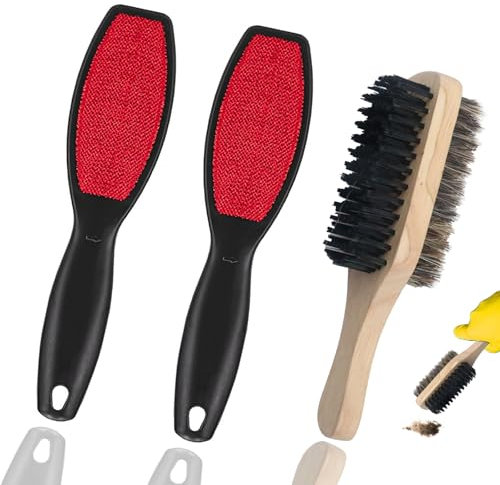 3 Pack Double Sided Clothes Brush, Lint Remover for Clothes, Remove Cat and Dog Fur From Fabric Carpet and Clothing Portable Garment for Women & Men Fluff Brush for Delicate & Thick Fabrics