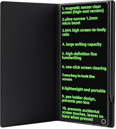 EMEBAY Tableta de Escritura LCD de Tamaño de Bolsillo de 6.5 Pulgadas | Mini Bloc de Notas Digital Borrable con Funda, Bloc de Escritura Portátil / Tablero de Dibujo para Mensajes