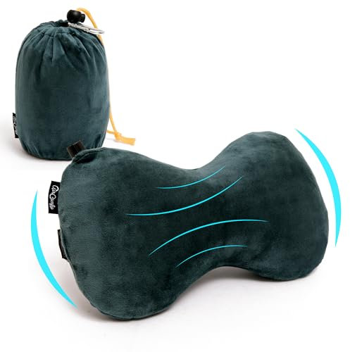 AirComfy Ease Aufblasbares Reisekissen mit luxuriösem weichem, waschbarem Bezug – Ergonomische Nacken- und Lendenwirbelstütze zur Vorbeugung von Halswirbel- und Lendenwirbelschmerzen (grau)