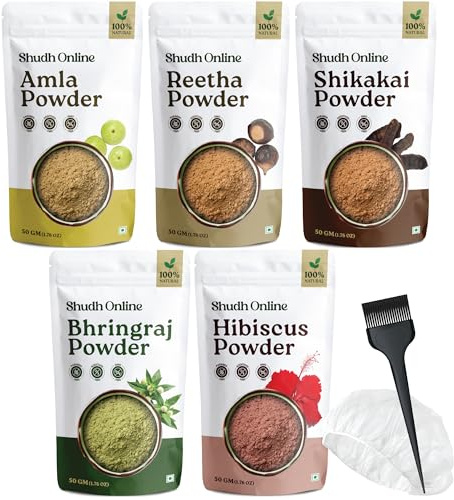 Homeda 5in1 Amla Reetha Shikakai Bhringraj Hibiscus Hair Powder 1.75oz x 5