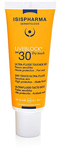 ISISPHARMA UVEBLOCK Spf 30 Dry Touch Ultra Fluide - Protection solaire ultra-fluide toucher sec haute protection - Fabrication Française