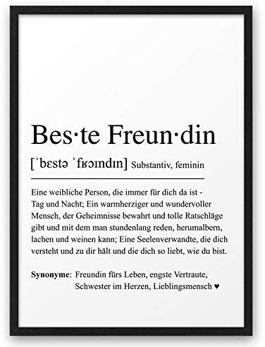 BESTE FREUNDIN DEFINITION | ABOUKI Kunstdruck | Beste Freundin Geschenke Geburtstag Geschenke für Freundin Geschenk beste Freundinnen Freundin Geschenk Freundschaft | DIN A4 mit Rahmen