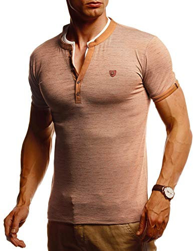 Leif Nelson LN55175 Men's Summer T-Shirt Crew Neck Slim Fit Cool White Black Basic Men's T-Shirt Crew Neck Boys Short Sleeve O-Neck Short Sleeve Top, Camel Beige, L