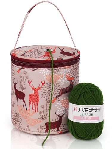 Coopay Mini Garntasche, Klein Wolle Tasche für Kinder und Anfänger, Garn Aufbewahrung zum Aufbewahren von Wollknäuel und Stricknadeln/Häkelnadel Set und Laufendem Projekt, Orangenblätter