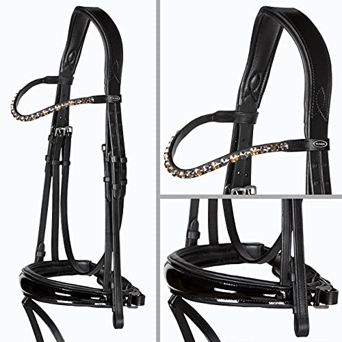 Heinick-Reitsport Trense anatomisch Performance Schwarz Lack konisches RH Zaumhaken ~ Vollblut ~ Auswahl (Glow-Daroda)