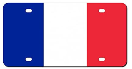Higoss Nummernschild Frankreich-Flagge Nummernschildrahmen, Vorderseite Aluminium Metall Nummernschild Autoanhänger Dekorative Neuheit Nummernschild Abdeckung Rahmen 15,2 x 30,5 cm