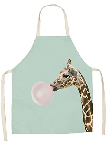 LNXSESN Kochschürze Giraffen-Rosa-Türkis Schürze Damen Baumwolle und Leinen Kittelschürze Einstellbar Kochschürze Männer Wasserdicht Küchenschürze Grill Schürze Mann Antifouling Kinderschürze 38x47cm