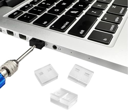 USB-Port-Blocker mit 1 Schlüssel und 20 USB-Anschlüssen, abnehmbare USB-2.0/3.0-Anschluss-Abdeckung, blockiert nicht zugelassene Geräte, für USB-Buchse, Notebook, Laptop (transparent)