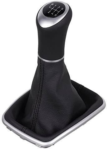 ICT Schaltknauf 2A Schalthebel beleuchtet Schaltsack Schaltmanschette kompatibel mit: VW Golf 4 / Bora/Jetta 4 Ø 12 mm Leder, 5 6 gang, Ersatzteil (6-gang 07, LED blau)