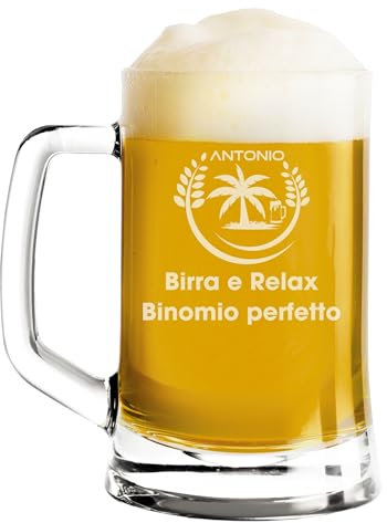 fashwork Boccale da Birra PERSONALIZZATO 50 cl inciso con Nome Frasi Anno Anni Compleanno Relax Idea Regalo PERSONALIZZABILE Papà Nonno Zio Padrino Natale SanValentino