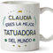 MUGFFINS Tazas Personalizadas para TATUADORA mujer - En Español - Mejor del Mundo - 11 oz / 330 ml - Regalo Personalizable original y divertido