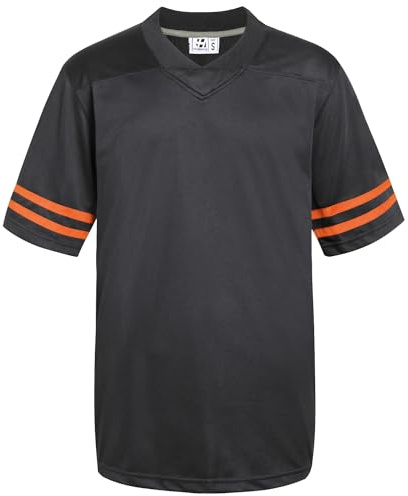 Pullonsy Blank American Football Jersey for Men Women Family Hip-Hop Hipster T-Shirt Rugby Outfits Orange Stripe Black Jersey Size X-Large