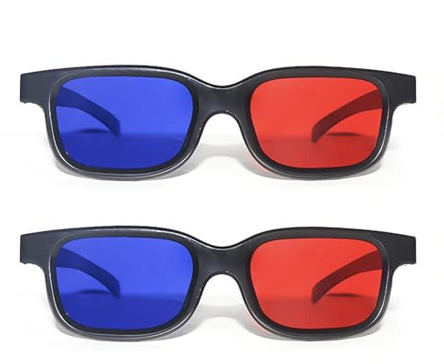 DAZZLUXE 2 Stück Rote Und Blaue 3D-Brille, Rote Und Blaue Brille, 3D-Brille, 3D-Sonnenbrille, Antibeschlag- Und Anti-Kratz-Gläser, Geeignet Für Lichtshows, Urlaubspartys, Heimkinos, Kinos