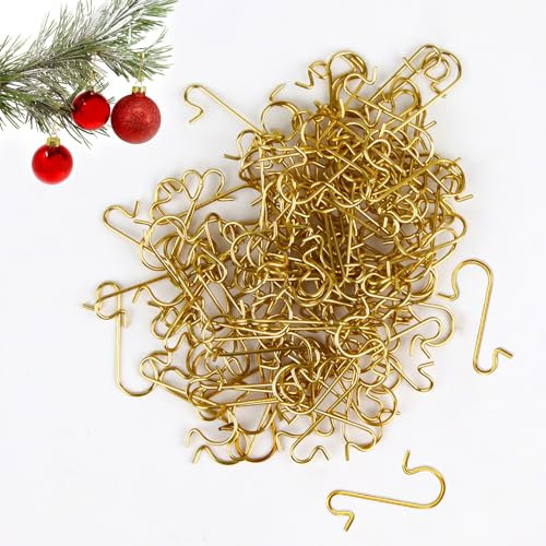 Schnellaufhänger, 120 Stück Weihnachten Ornament Haken, Weihnachtsbaumschmuck, Christbaum Aufhänger Gold für Baumschmuck und Christbaumkugeln zum einfachen Aufhängen