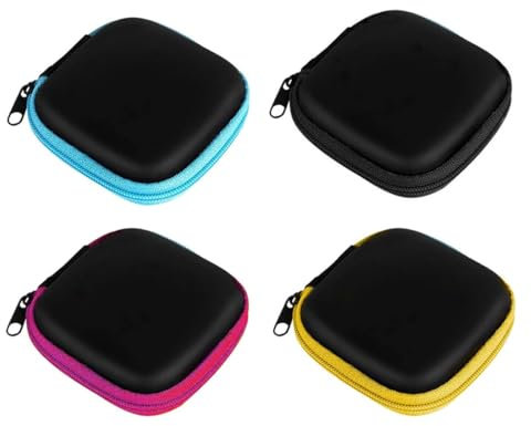 4 Pezzi Custodia Cuffie,Custodia Cuffie Bluetooth,Custodia Auricolari,Porta Auricolari con Filo,Porta Cuffie con Filo, mini custodia per auricolari, custodia per trasporto multifunzionale